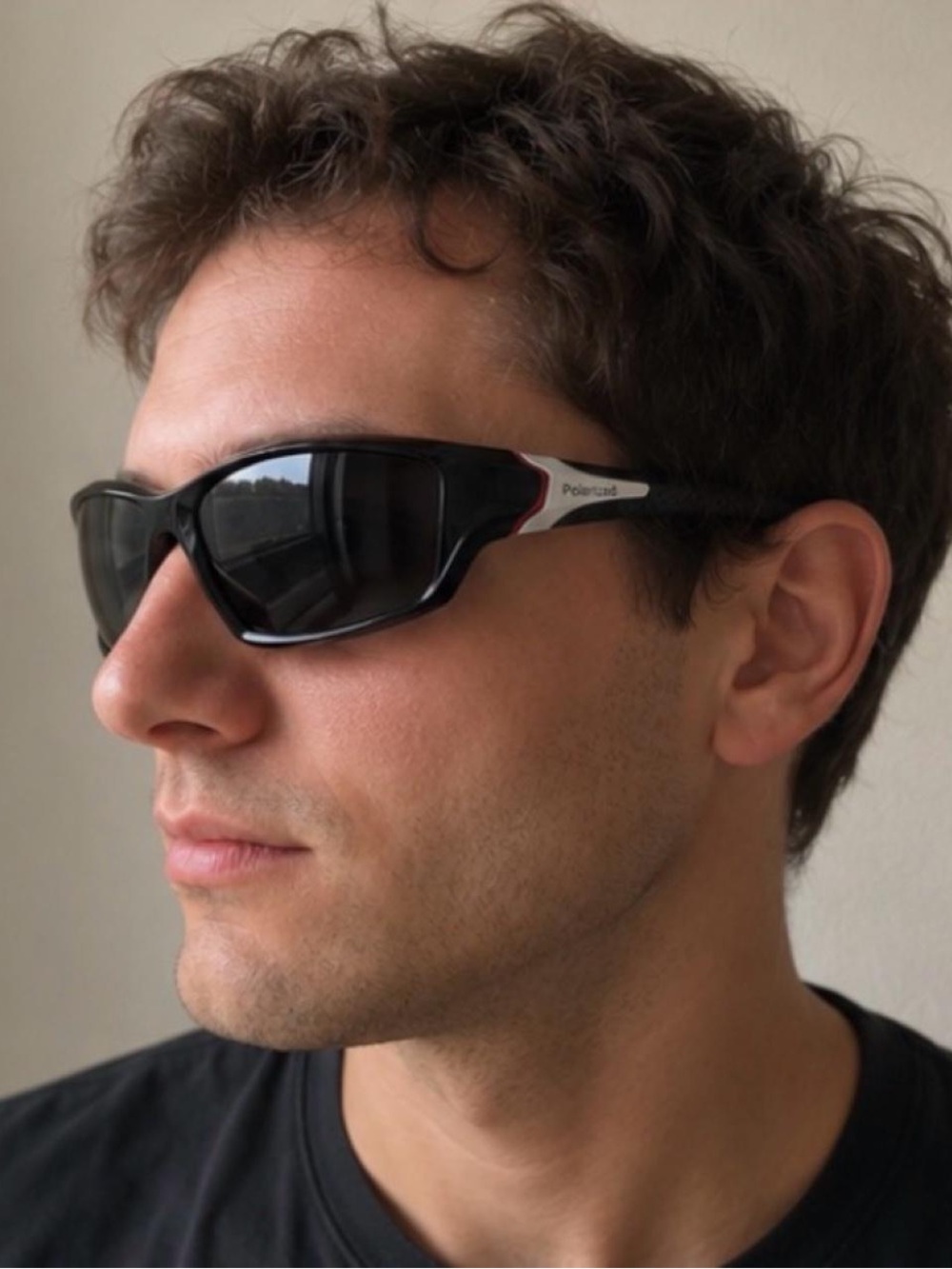 Men’s Polarized Sports Sunglasses UV400 Black Wrap Around Outdoor